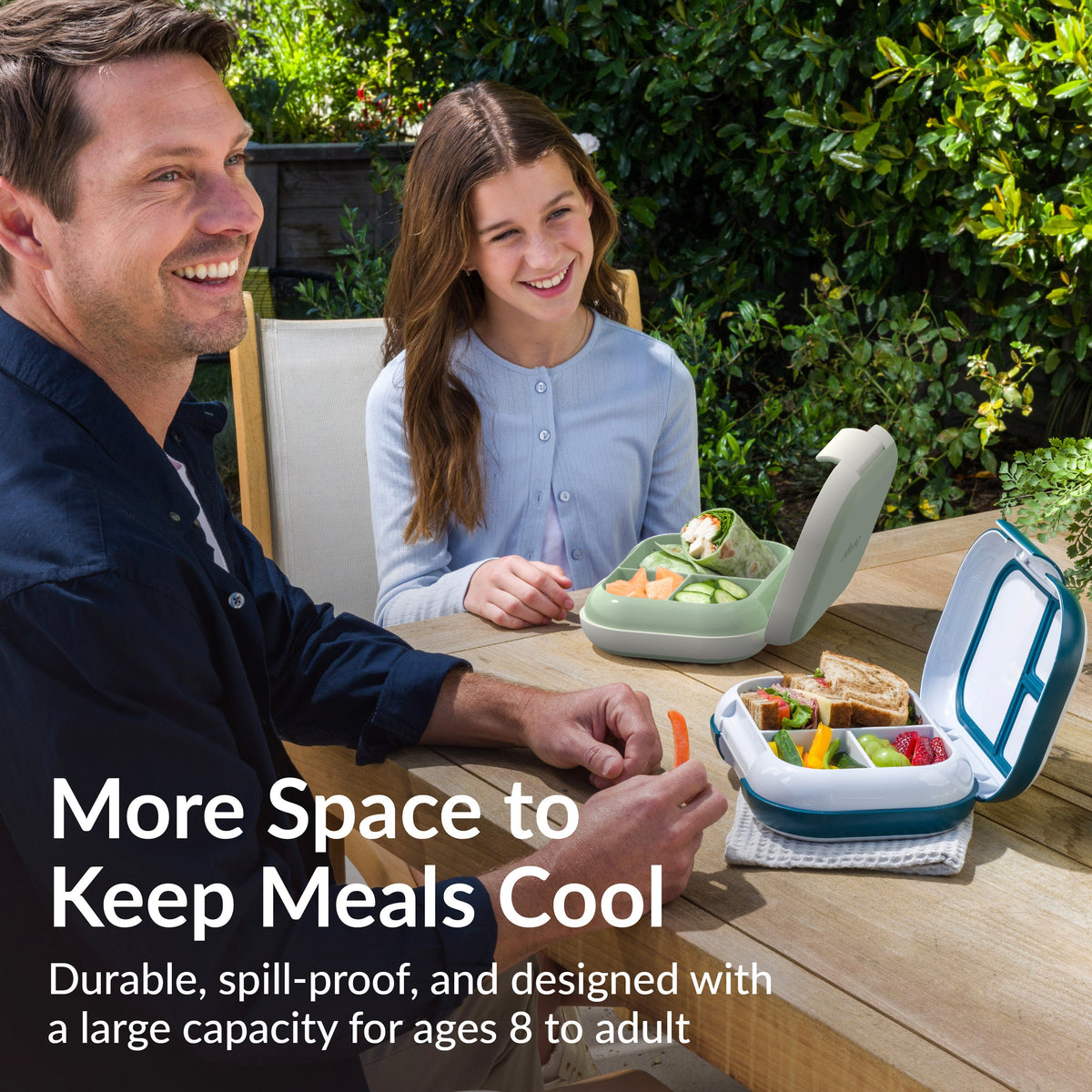 Bentgo® Chill Max Lunch Box - Clay Green and Gray | More Space To Keep Meals Cool - Durable, Spill-Proof, And Designed With A Larger Capacity For Ages 8 To Adult