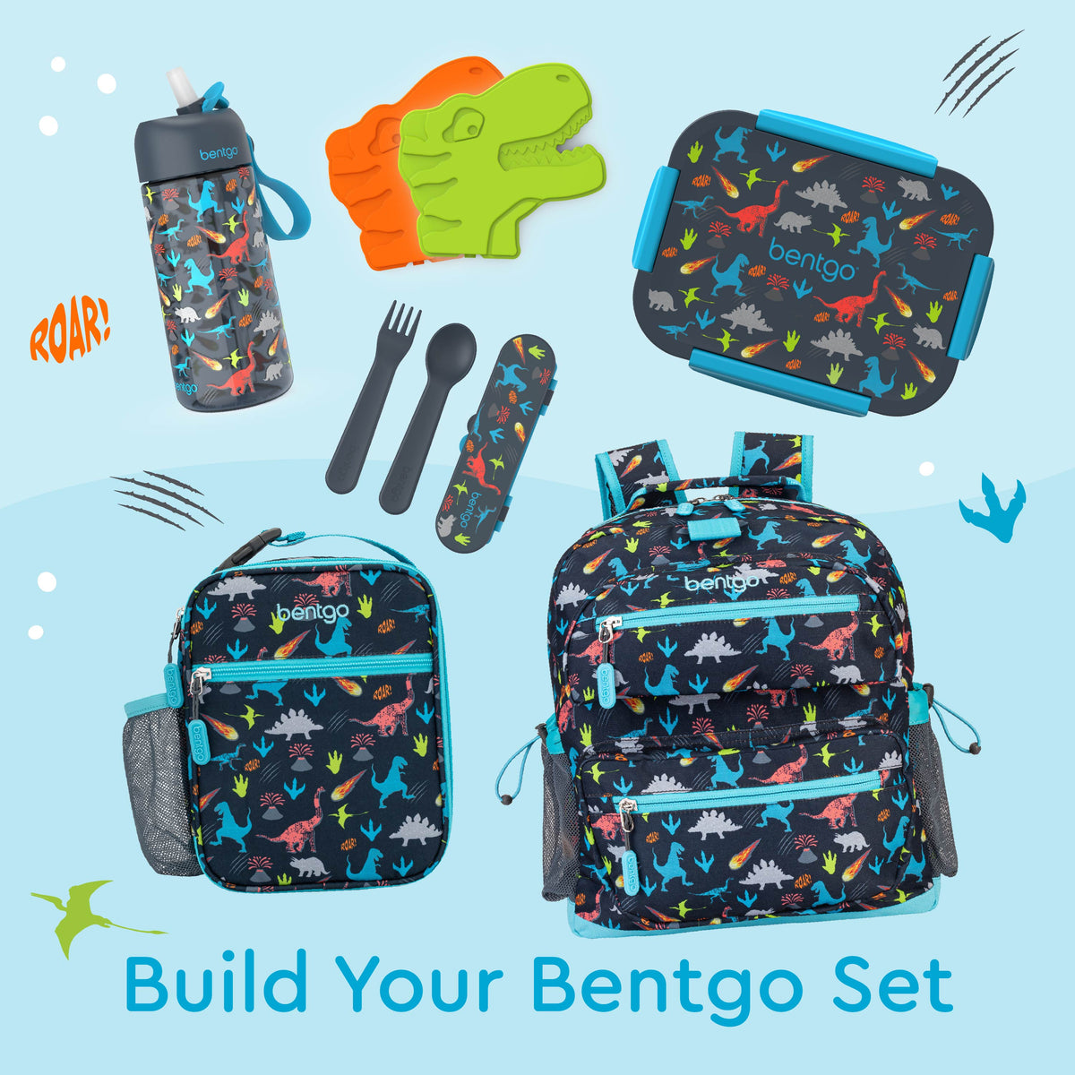 Bentgo® Kids Snap & Go Lunch Box (2-Pack) | Dinosaur - Build Your Bentgo Set