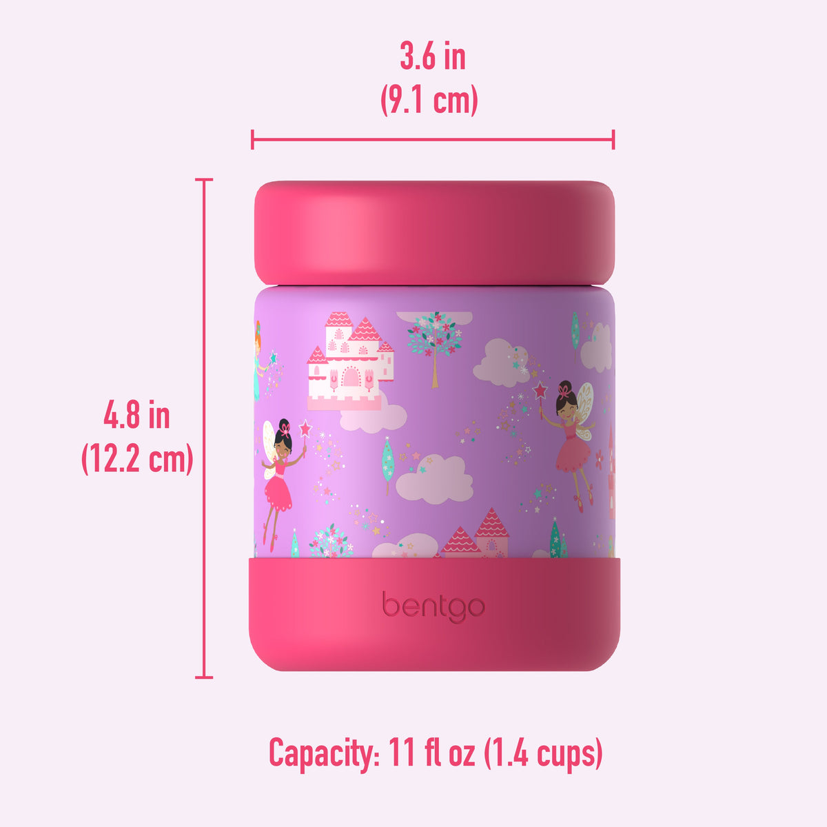 Bentgo® Kids Stainless Steel Food Jar - Fairies | Dimensions