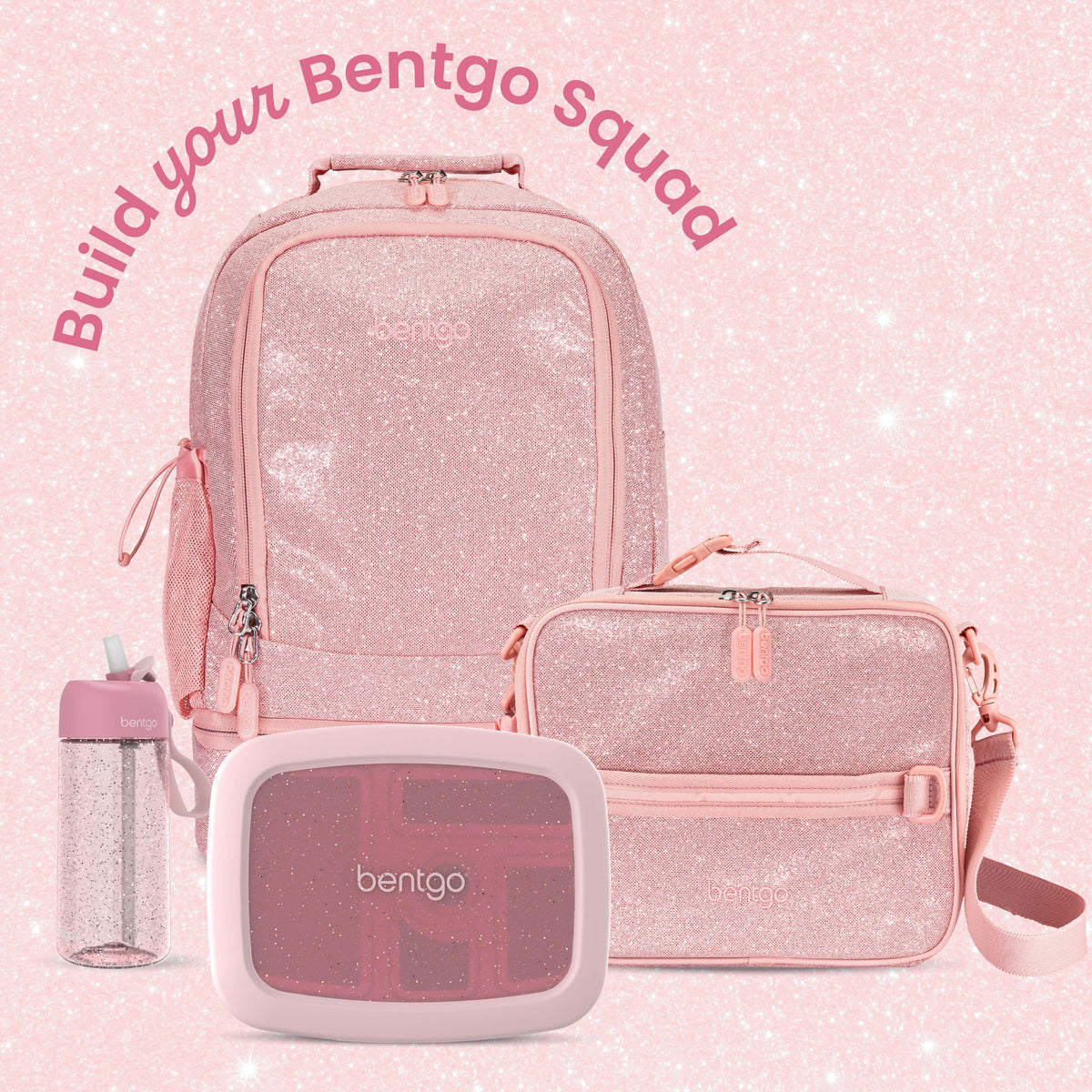 Bentgo® Kids Lunch Box (Glitter & Confetti) - Petal Pink Glitter | Build Your Bento Squad