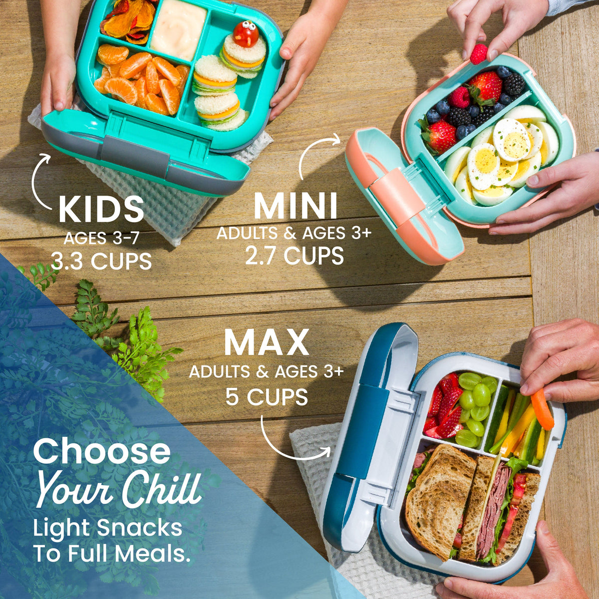 Bentgo® Chill Kids Lunch Box - Truly Teal Speckle | Choose Your Chill Light Snacks To Full Meals - Kids (Ages 3-7, 3.3 Cups), Mini (Adults & Ages 3+, 2.7 Cups), Max (Adults & Ages 3+, 5 Cups)