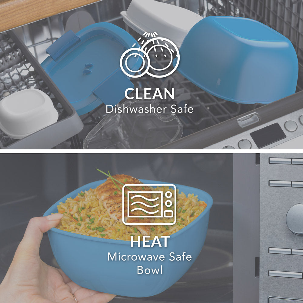 Bentgo® All-in-One Salad Container - Blue | Dishwasher Safe and Microwave Safe