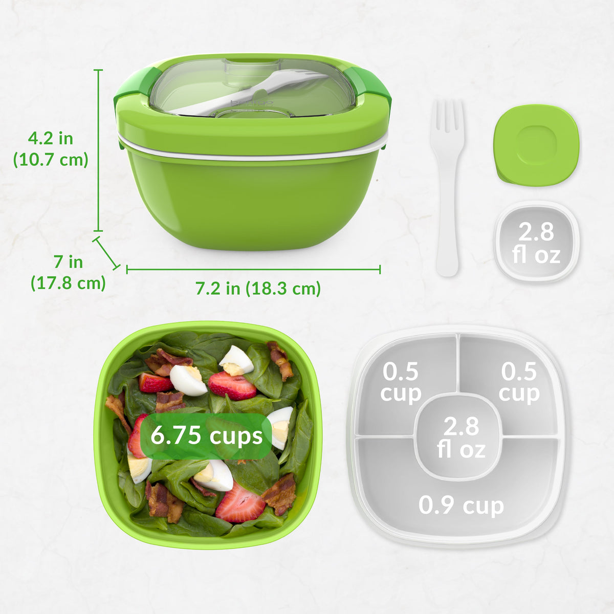 Bentgo® Salad Container (2-Pack) - Green | Dimensions And What’s In The Box