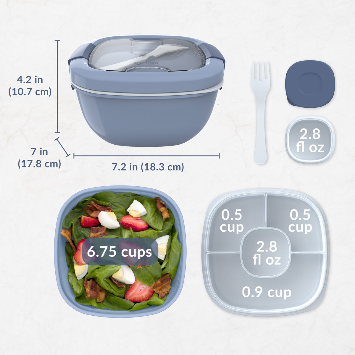 Bentgo® Salad Container (2-Pack) - Slate | Dimensions And What’s In The Box