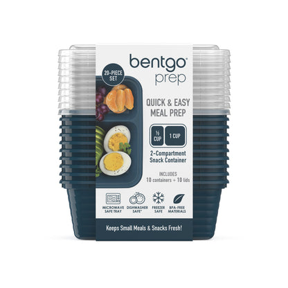 Bentgo® Prep 2-Compartment Snack Containers (20-Piece) - Deep Teal | Product Packaging